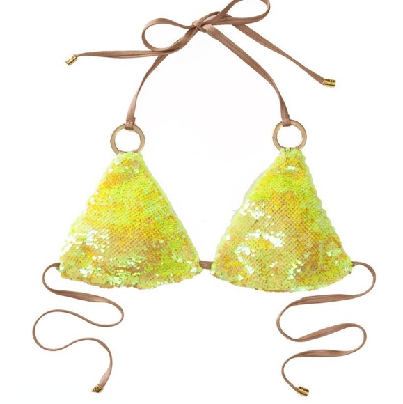 Beach Bunny Other - Beach bunny siren song yellow bikini top S nwt